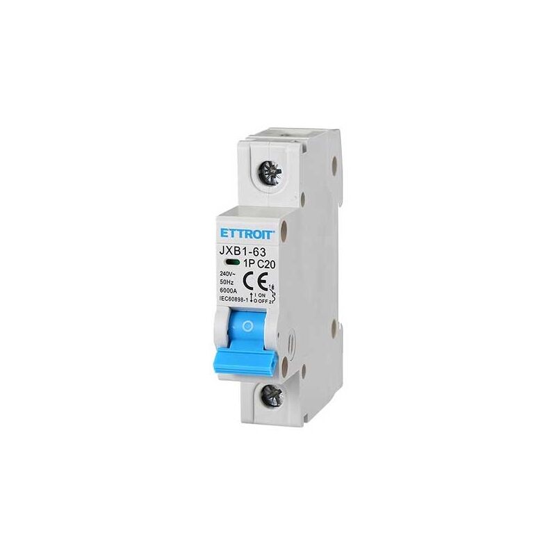 foto del prodotto ettroit interruttore magnetotermico automatico 1p 20a 220v 1 moduli din jxb1 63 1p 20a