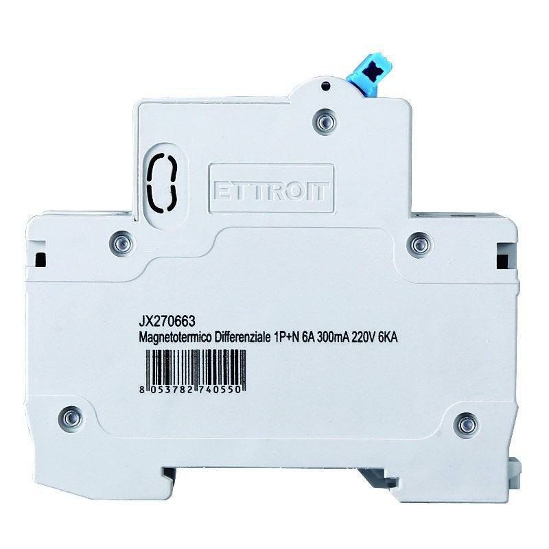 foto del prodotto ettroit interruttore magnetotermico differenziale 1p n 6a 6ka 300ma 220v occupa 2 moduli din