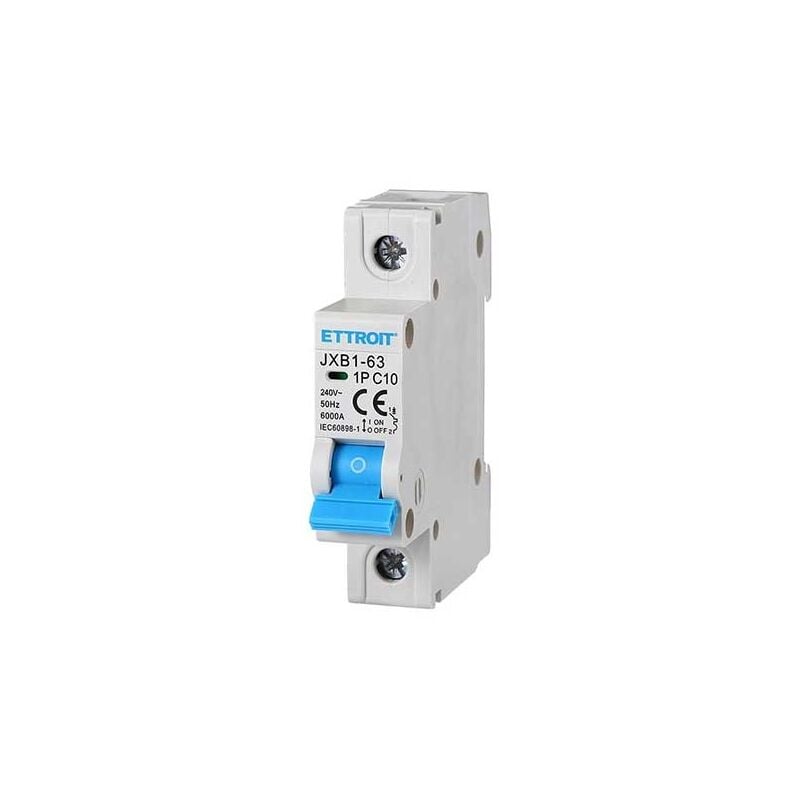 foto del prodotto ettroit - interruttore megnetotermico per barra din 1 modulo 1p 240v curva c 6ka 10a