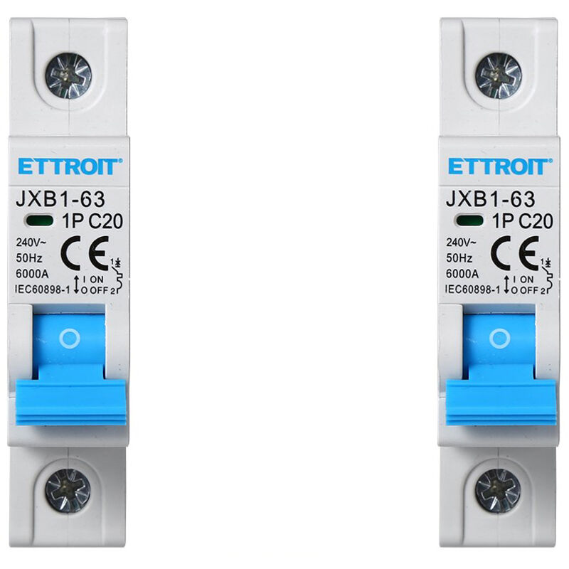 foto del prodotto ettroit - interruttore megnetotermico per barra din 1 modulo 1p 240v curva c 6ka 20a