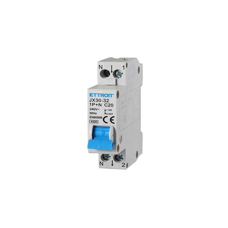 foto del prodotto ettroit interruttore megnetotermico per barra din 1 modulo 1p n 240v curva c 4.5ka 20a