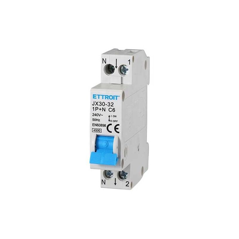 foto del prodotto ettroit interruttore megnetotermico per barra din 1 modulo 1p n 240v curva c 4.5ka 6a