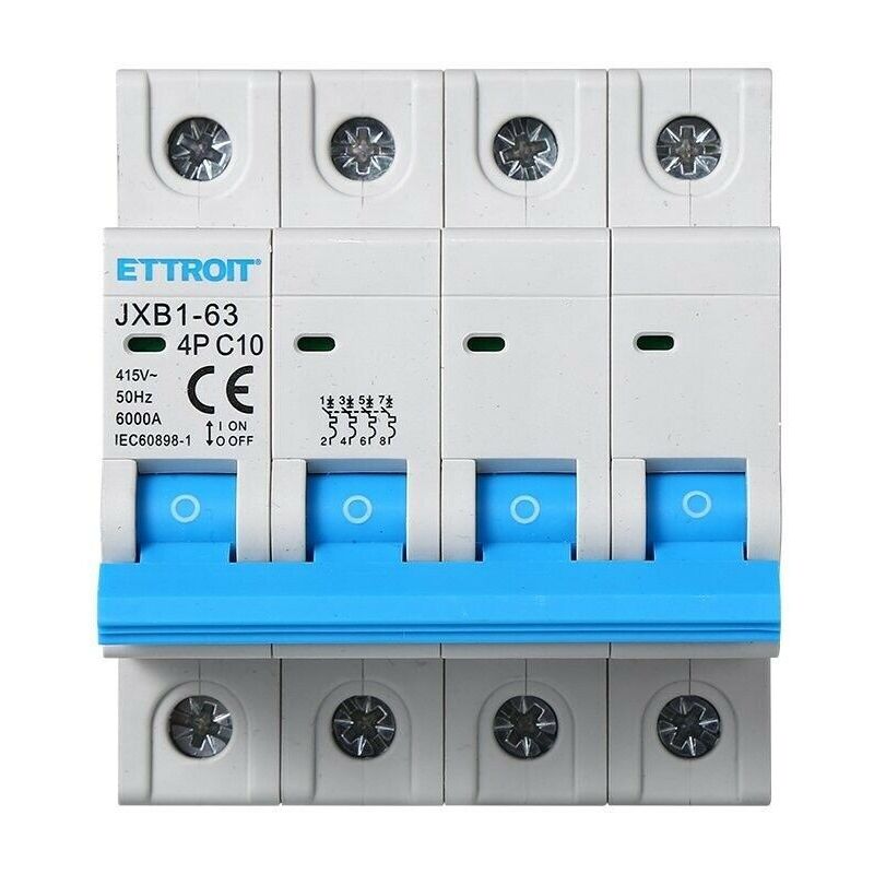 foto del prodotto ettroit interruttori megnetotermici barra din 4 mod 4p 415v curva c 4,5ka 10