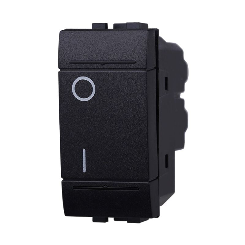 foto del prodotto ettroit ln0402 interruttore bipolare 0 1 16a compatibile bticino living colore nero