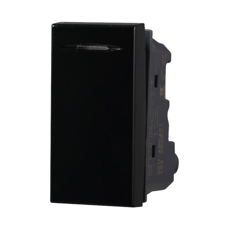 foto del prodotto ettroit modulo deviatore, serie moon, nero, 16a, compatibile con serie bticino axolute an0801