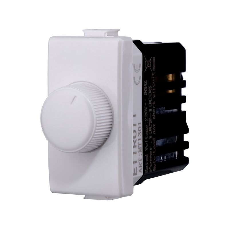 foto del prodotto ettroit modulo dimmer 100 1000w on off serie solar, bianco, compatibile con serie bticino matix mt1301