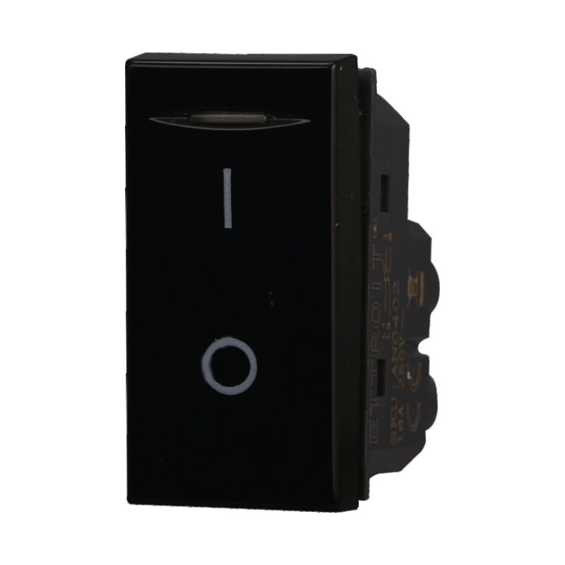 foto del prodotto ettroit modulo interruttore a 2 posizioni, serie moon, marcatura 0 i, nero, 16a, compatibile con serie bticino axolute an0402