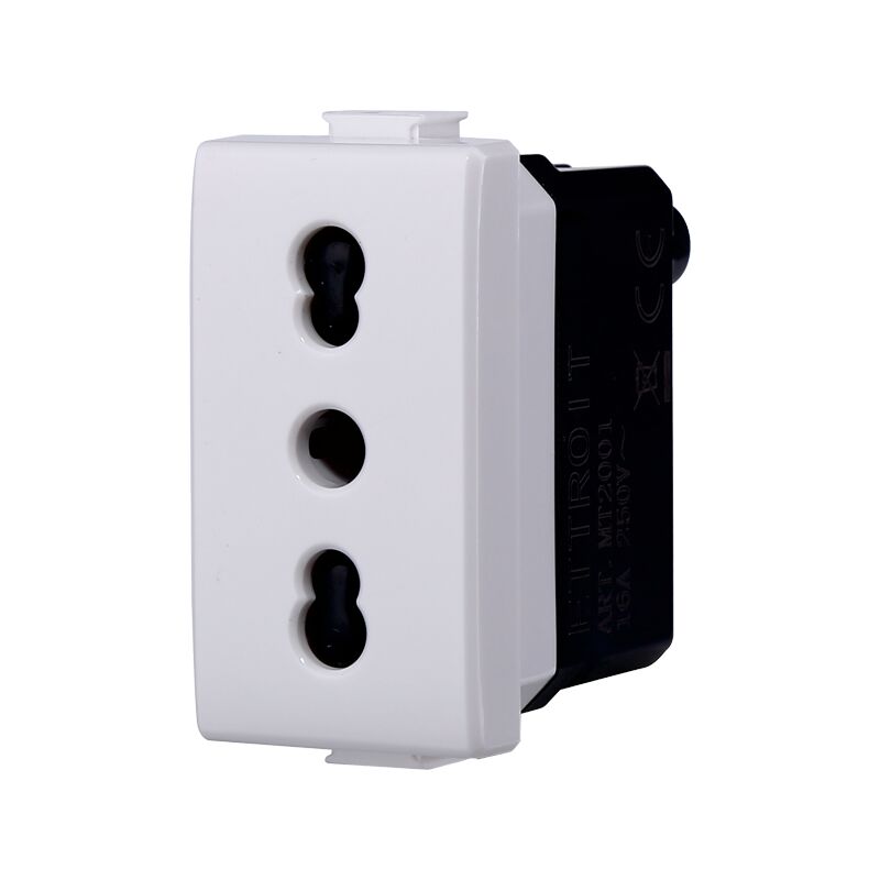 foto del prodotto ettroit modulo presa bipasso serie solar, bianco, 16a, compatibile con serie bticino matix mt2001