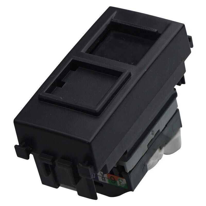 foto del prodotto ettroit modulo presa ethernet cat5e rj45, serie venus, nero, compatibile con serie vimar ark va2355