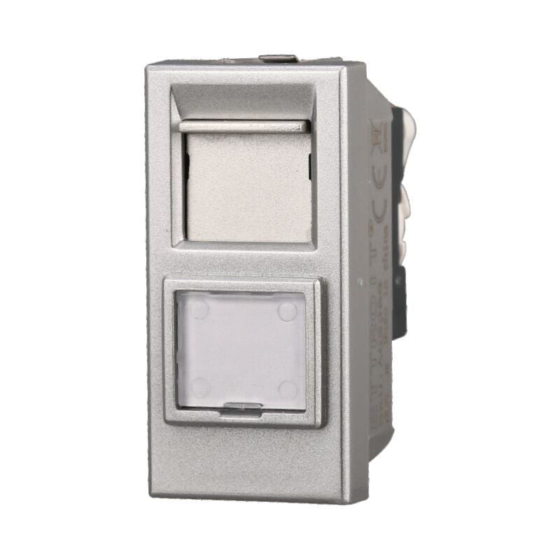 foto del prodotto ettroit modulo presa ethernet cat6 rj45, serie moon, grigio, compatibile con serie bticino axolute ag2356