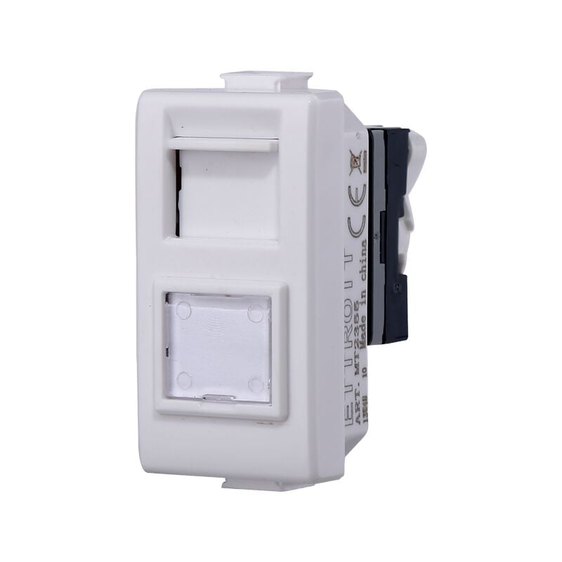 foto del prodotto ettroit modulo presa ethernet cat6 rj45, serie solar, bianco, compatibile con serie bticino matix mt2356