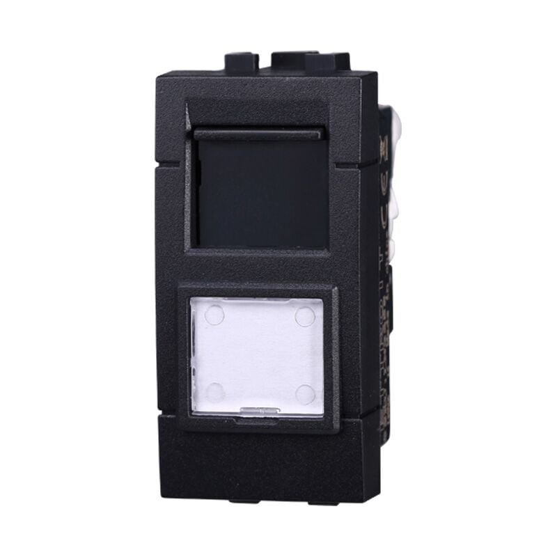 foto del prodotto ettroit modulo presa ethernet cat6 rj45, serie space, nero, compatibile con serie bticino living ln2356