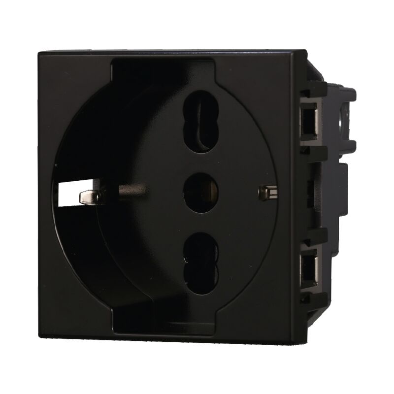 foto del prodotto ettroit modulo presa schuko, serie moon, nero, 16a, compatibile con serie bticino axolute an2102