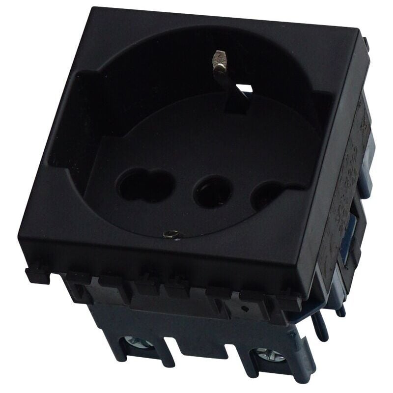 foto del prodotto ettroit modulo presa schuko, serie venus, nero, 16a, compatibile con serie vimar ark va2102