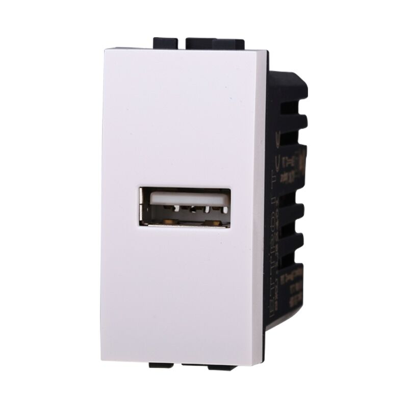foto del prodotto ettroit modulo presa usb 2.0 tipo a, 5vdc 2,1a, serie space, bianco, compatibile con serie bticino living lb2401