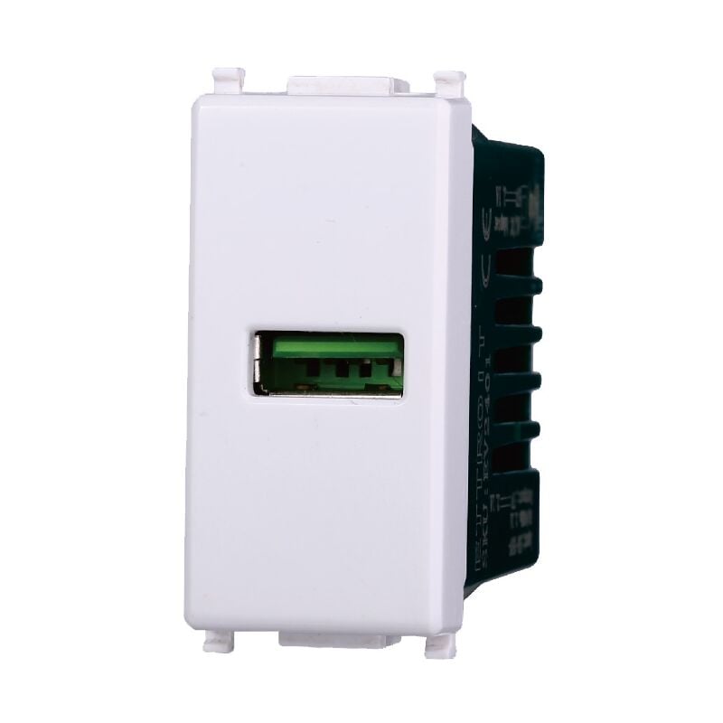 foto del prodotto ettroit modulo presa usb 2.0 tipo a, 5vdc 2,1a, serie starlight, bianco, compatibile con serie vimar plana ev2401