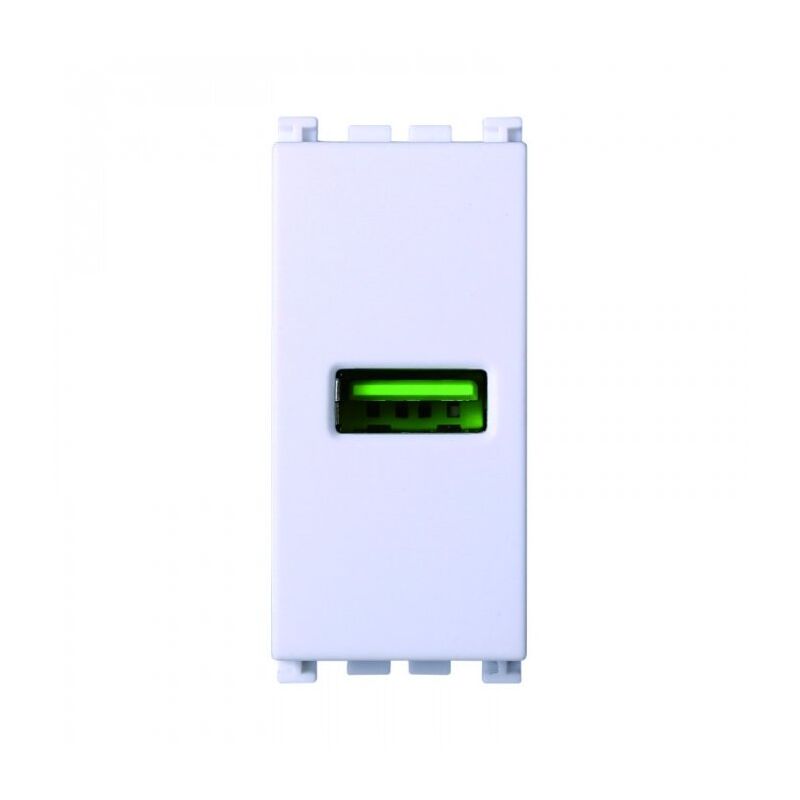 foto del prodotto ettroit modulo presa usb 2.0 tipo a, 5vdc 2,1a, serie venus, bianco, compatibile con serie vimar ark va2401b