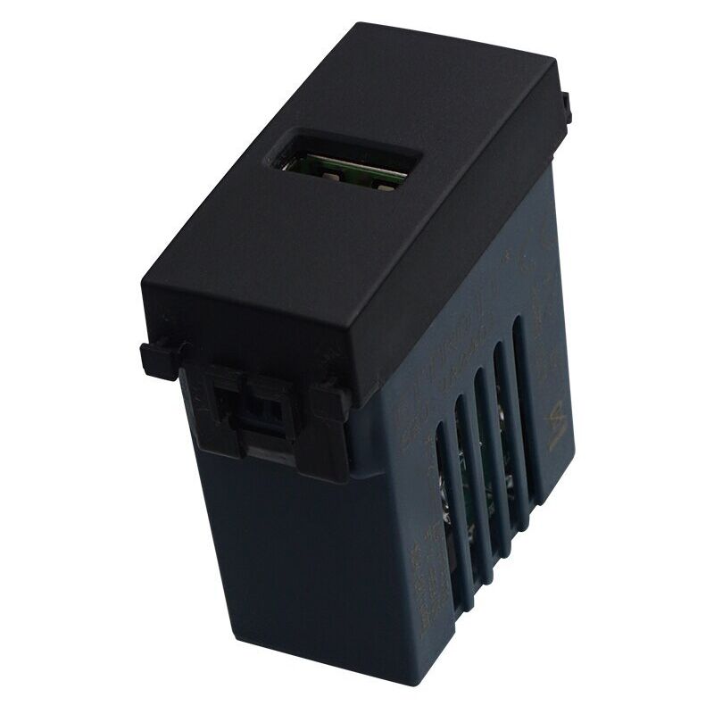 foto del prodotto ettroit modulo presa usb 2.0 tipo a, 5vdc 2,1a, serie venus, nero, compatibile con serie vimar ark va2401