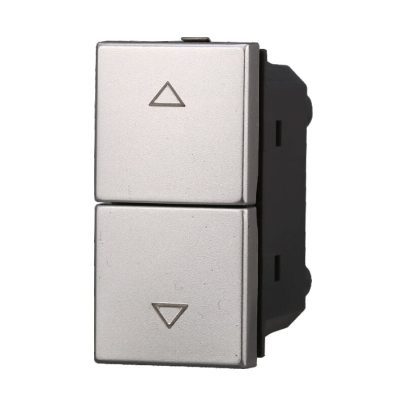 foto del prodotto ettroit modulo pulsante doppio, interblocco saliscendi, serie moon, grigio, compatibile con serie bticino axolute ag1204