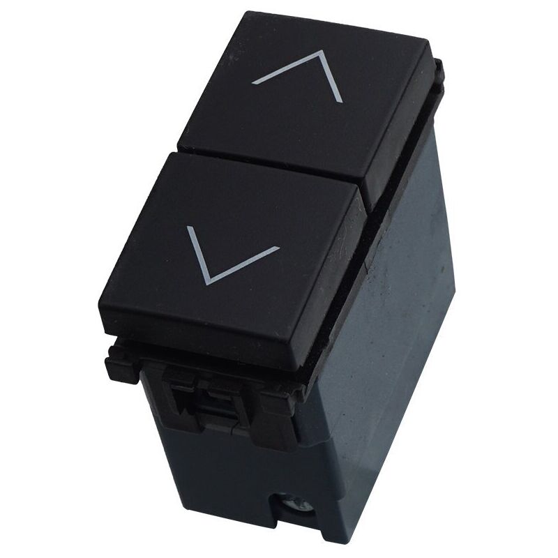 foto del prodotto ettroit modulo pulsante doppio, interblocco saliscendi, serie venus, nero, compatibile con serie vimar ark va1204
