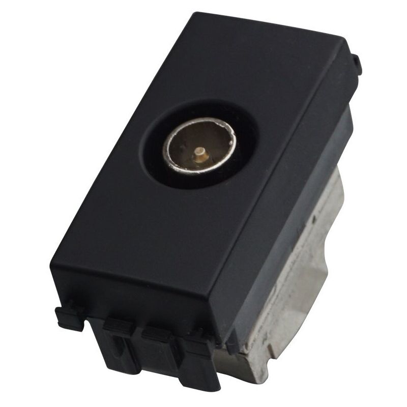 foto del prodotto ettroit modulo spina passante per antenna tv 9,5 mm, serie venus, nero, compatibile con serie viamr ark va2253