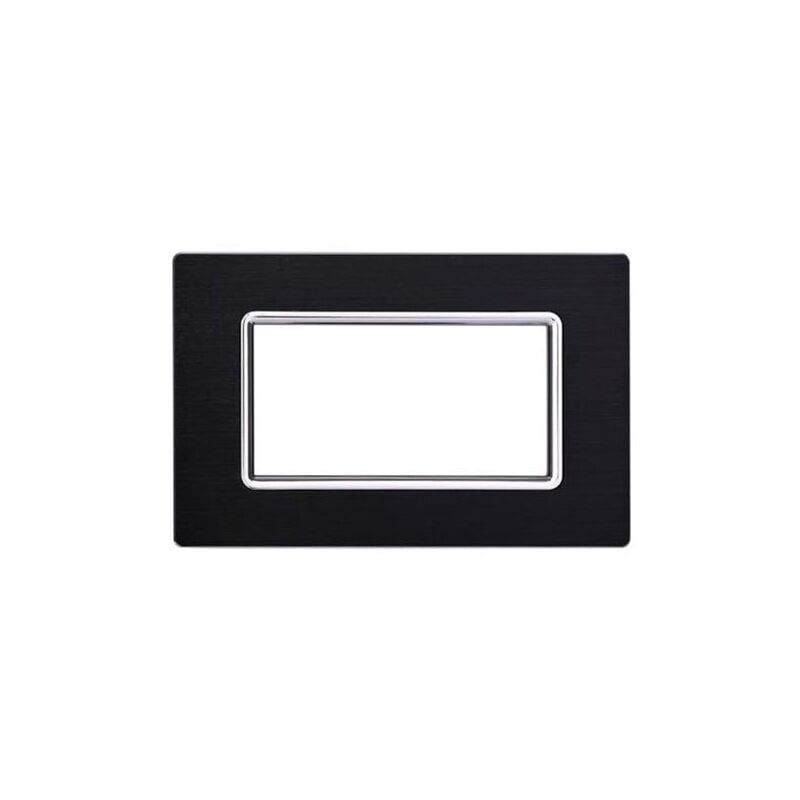 foto del prodotto ettroit placca 4 posti compatibile bticino livinglight 4 moduli alluminio colore nero ln86402