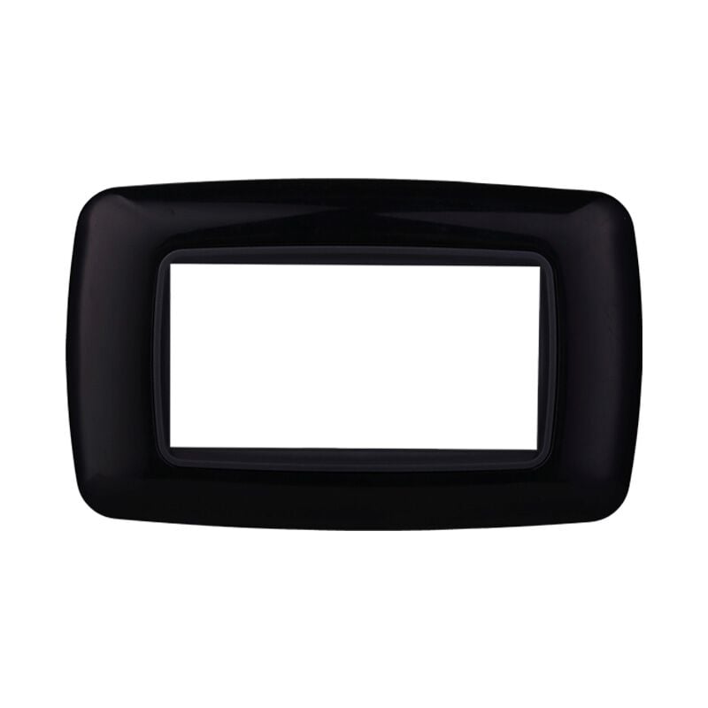foto del prodotto ettroit placca bombata serie space, 4 moduli, plastica, nero, compatibile con serie bticino living ln88402