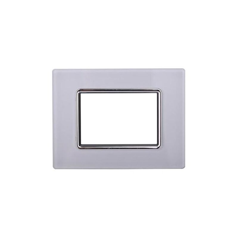 foto del prodotto ettroit placca compatibile bticino livinglight 3 moduli vetro colore bianco ln84301