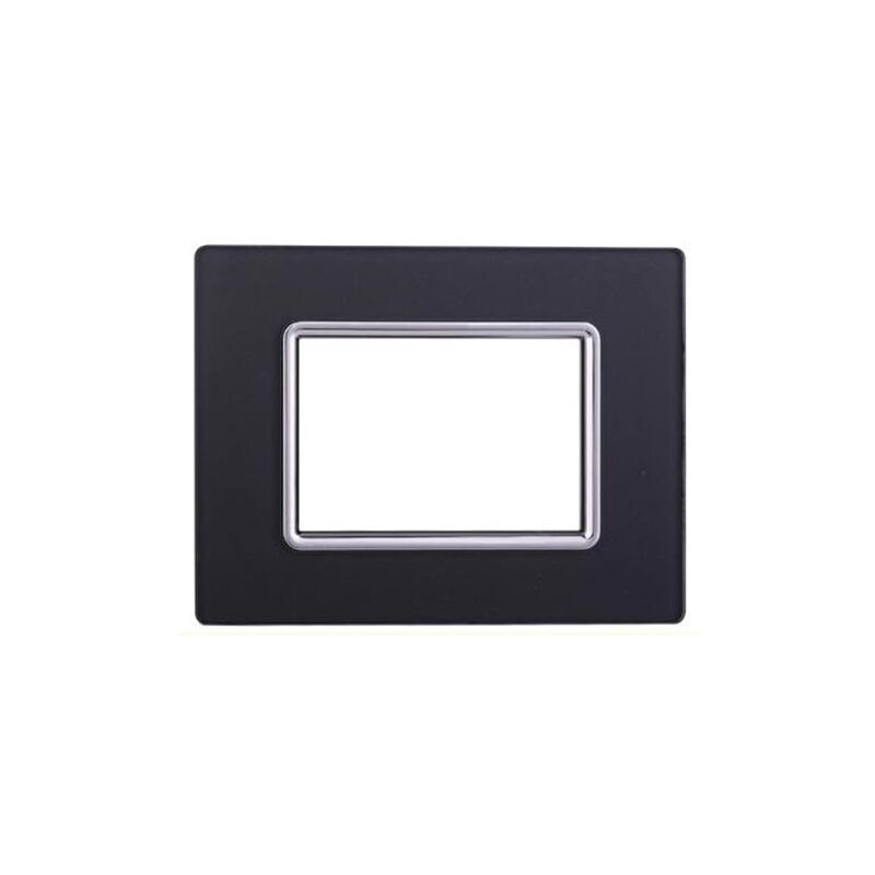 foto del prodotto ettroit placca compatibile bticino livinglight 3 moduli vetro colore grafite acciaio scuro ln84310