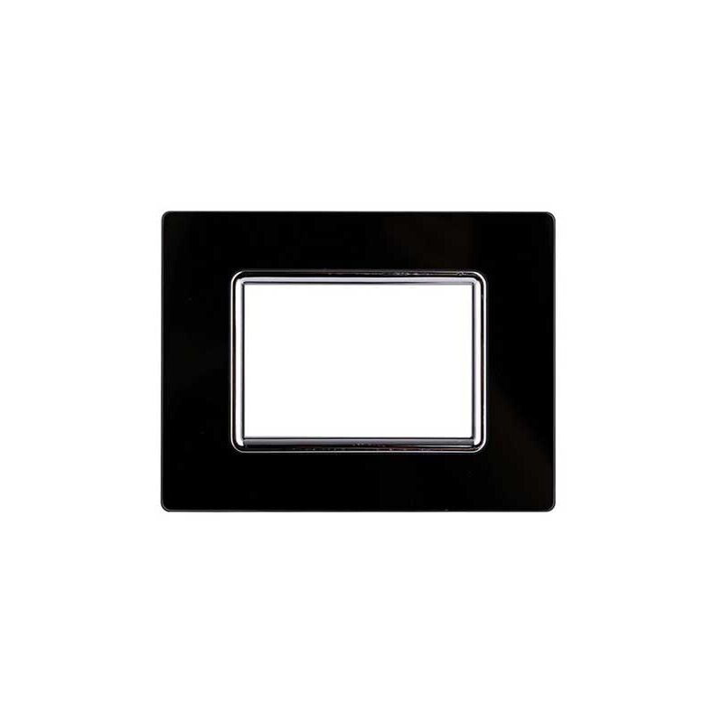 foto del prodotto ettroit placca compatibile bticino livinglight 3 moduli vetro colore nero ln84302