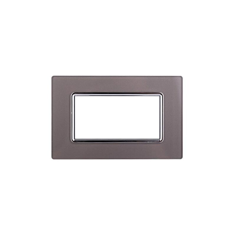 foto del prodotto ettroit placca compatibile bticino livinglight 4 moduli vetro colore argento ln84406