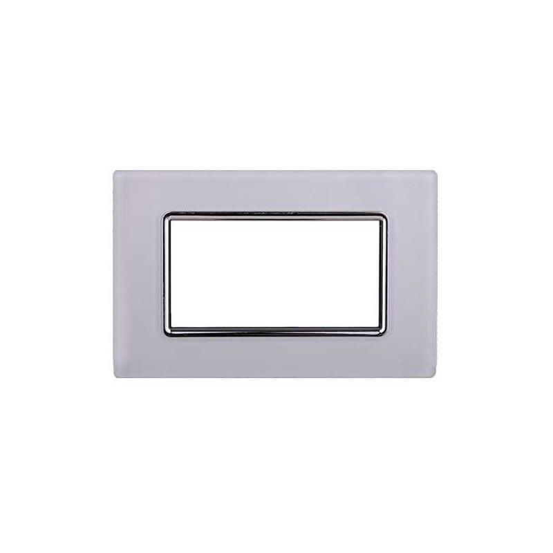 foto del prodotto ettroit placca compatibile bticino livinglight 4 moduli vetro colore bianco ln84401