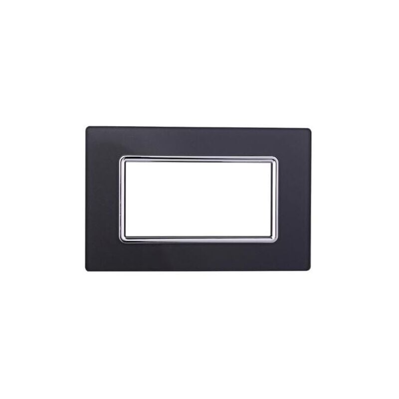 foto del prodotto ettroit placca compatibile bticino livinglight 4 moduli vetro colore grafite acciaio scuro ln84410