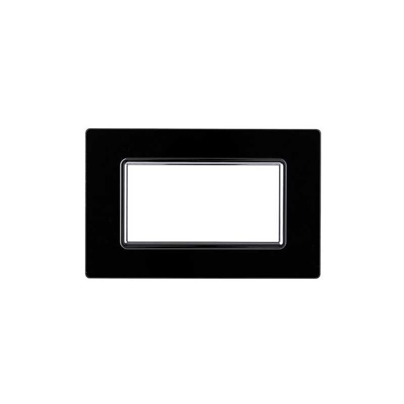 foto del prodotto ettroit placca compatibile bticino livinglight 4 moduli vetro colore nero ln84402