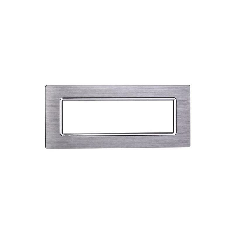 foto del prodotto ettroit placca compatibile bticino livinglight 7 moduli alluminio colore argento lucido satinato