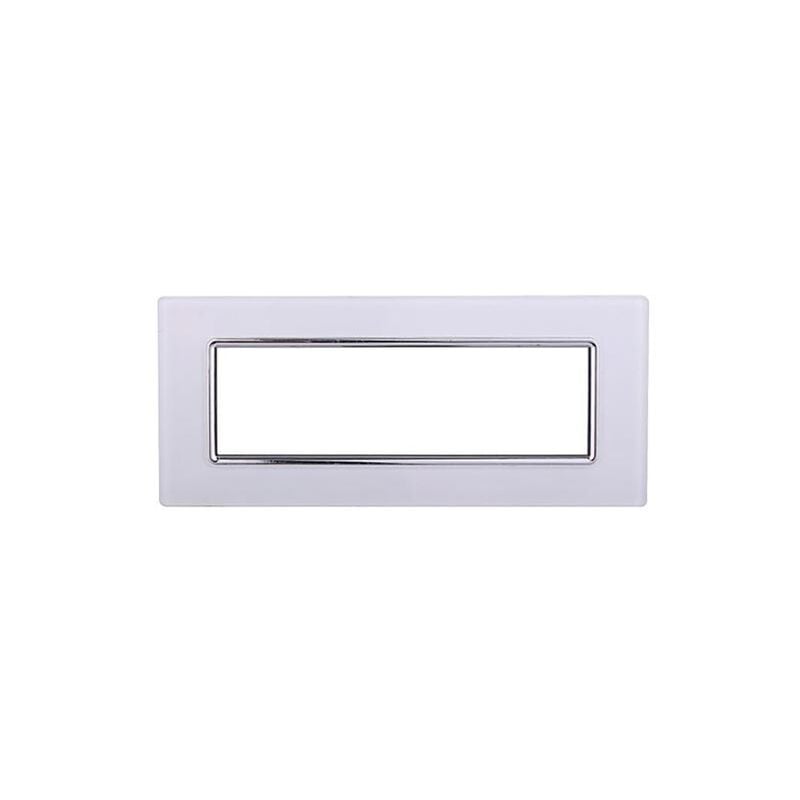foto del prodotto ettroit placca compatibile bticino livinglight 7 moduli vetro colore bianco ln84701