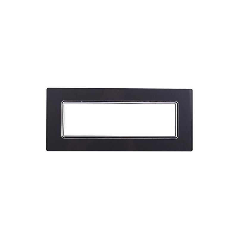foto del prodotto ettroit placca compatibile bticino livinglight 7 moduli vetro colore grafite acciaio scuro ln84710
