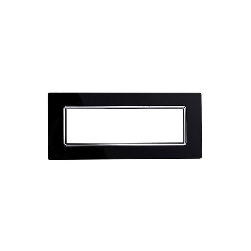 foto del prodotto ettroit placca compatibile bticino livinglight 7 moduli vetro colore nero ln84702