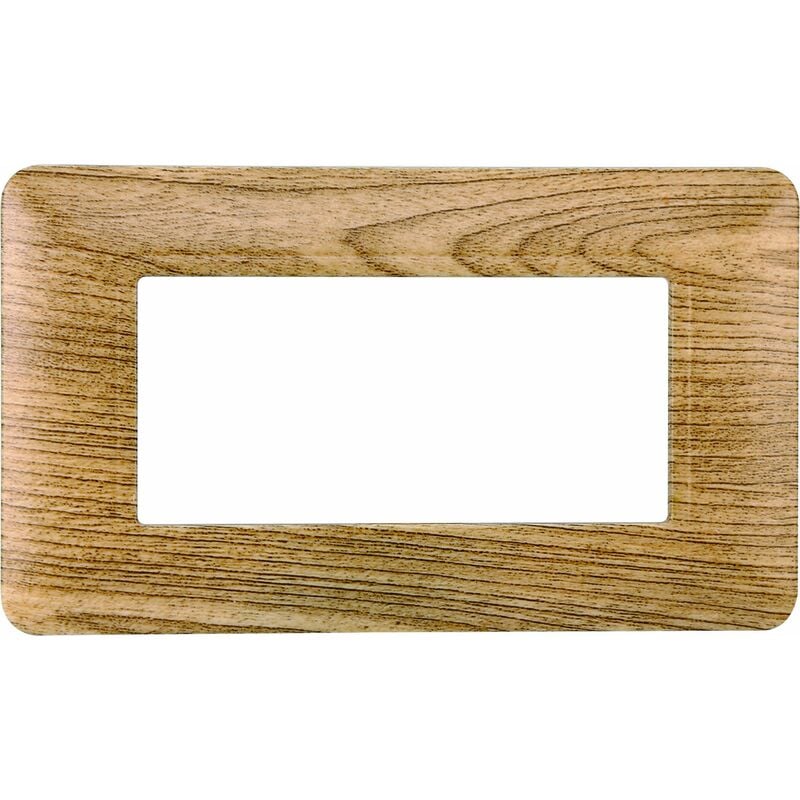 foto del prodotto ettroit placca compatibile bticino matix 4 moduli plastica colore legno scuro