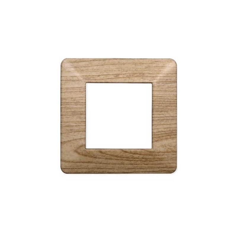 foto del prodotto ettroit placca compatibile vimar plana 2 moduli plastica colore legno scuro ev83205