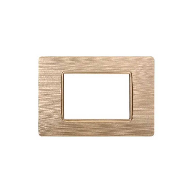 foto del prodotto ettroit placca compatibile vimar plana 3 moduli plastica colore oro satinato ev85311