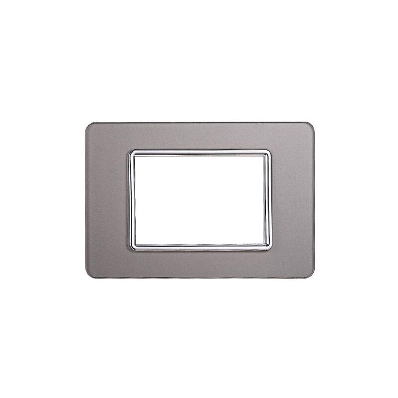 foto del prodotto ettroit placca compatibile vimar plana 3 moduli vetro colore argento ev84306