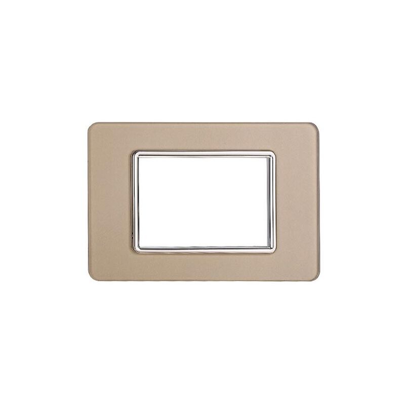 foto del prodotto ettroit placca compatibile vimar plana 3 moduli vetro colore oro ev84311