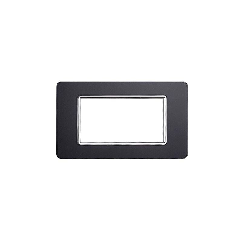 foto del prodotto ettroit placca compatibile vimar plana 4 moduli vetro colore acciaio scuro ev84410