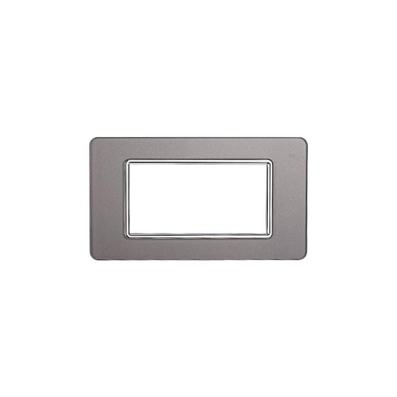 foto del prodotto ettroit placca compatibile vimar plana 4 moduli vetro colore argento ev84406