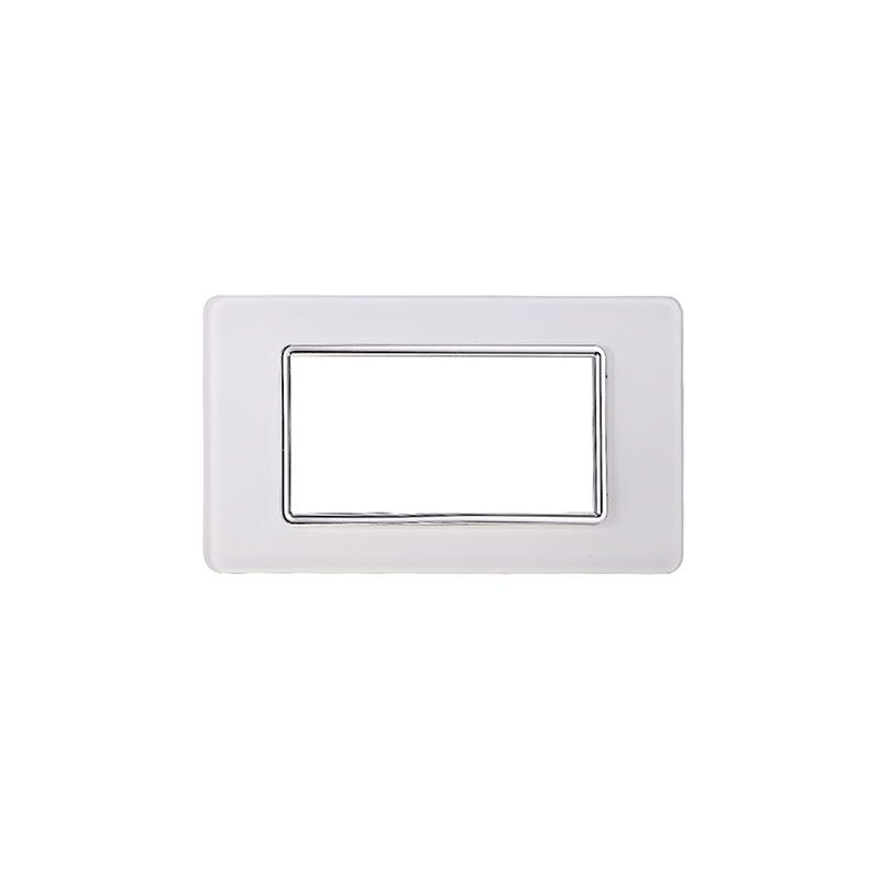 foto del prodotto ettroit placca compatibile vimar plana 4 moduli vetro colore bianco ev84401
