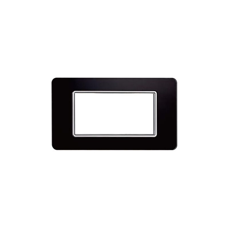 foto del prodotto ettroit placca compatibile vimar plana 4 moduli vetro colore nero ev84402