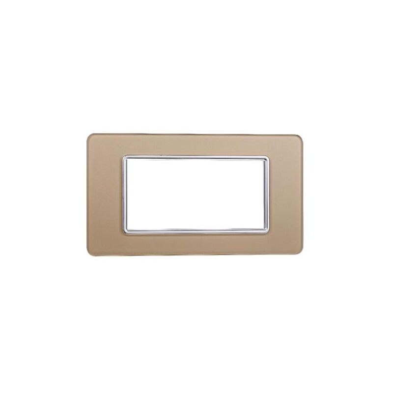 foto del prodotto ettroit placca compatibile vimar plana 4 moduli vetro colore oro ev84411