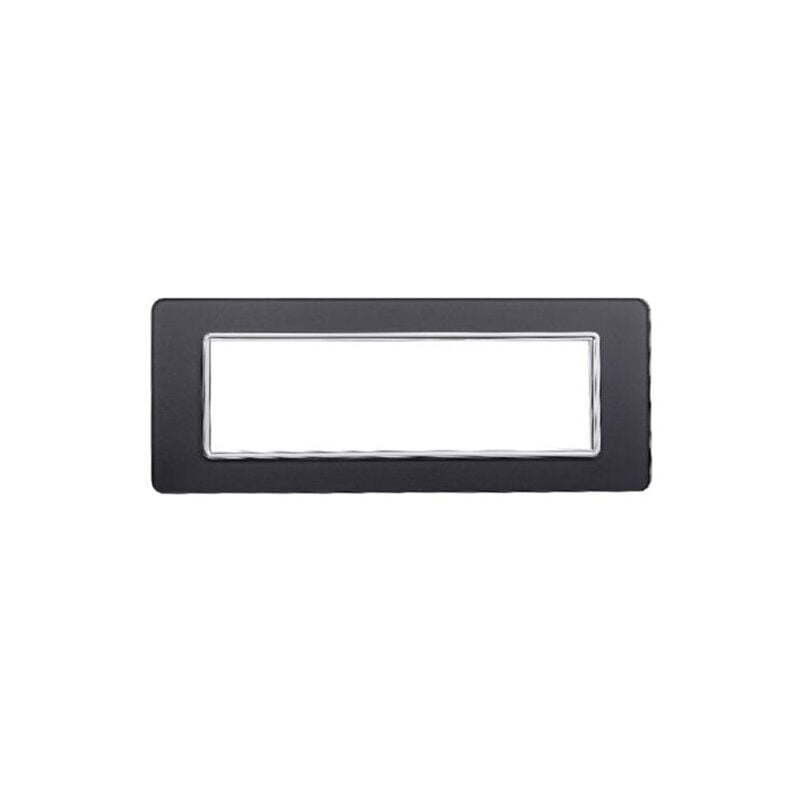 foto del prodotto ettroit placca compatibile vimar plana 7 moduli vetro colore acciaio scuro ev84610