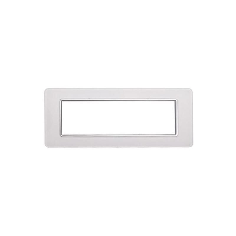 foto del prodotto ettroit placca compatibile vimar plana 7 moduli vetro colore bianco ev84601